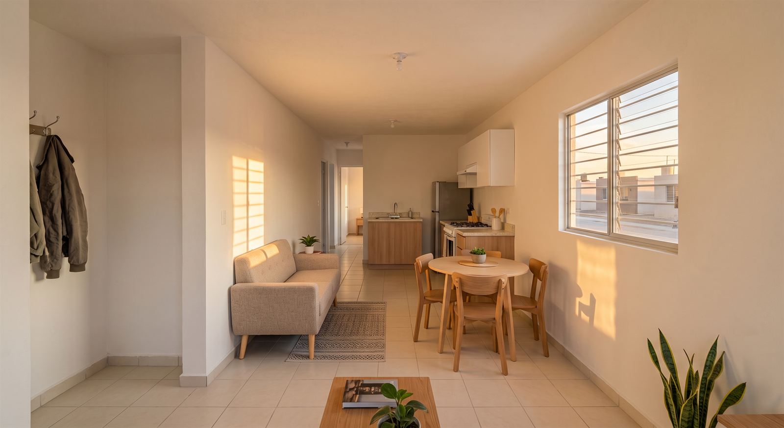 Interior del modelo Zafiro: sala y comedor
